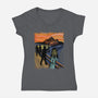 Shining Scream-womens v-neck tee-fanfabio