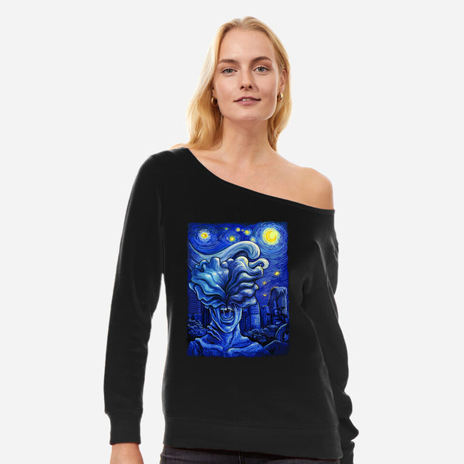 Starry Apocalypse-womens off shoulder sweatshirt-daobiwan