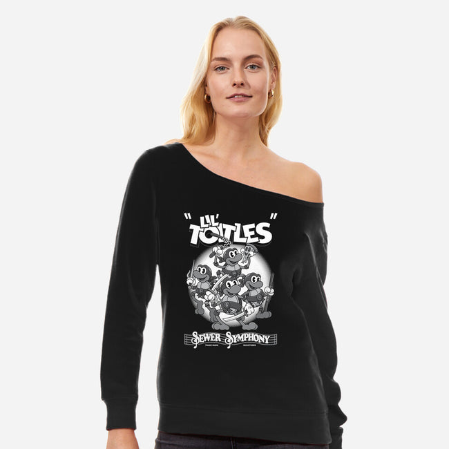 Lil Toitles Sewer Symphony-womens off shoulder sweatshirt-Nemons