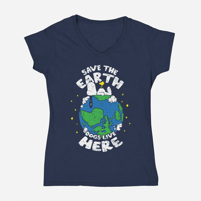 Dogs Live Here-womens v-neck tee-turborat14