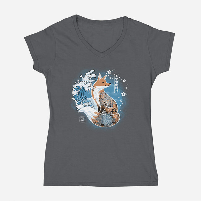Japanese Fox-womens v-neck tee-IKILO