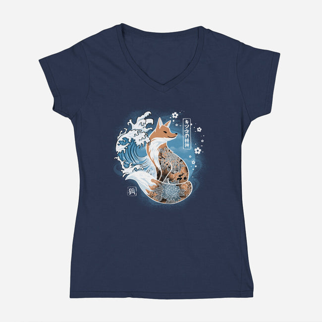 Japanese Fox-womens v-neck tee-IKILO