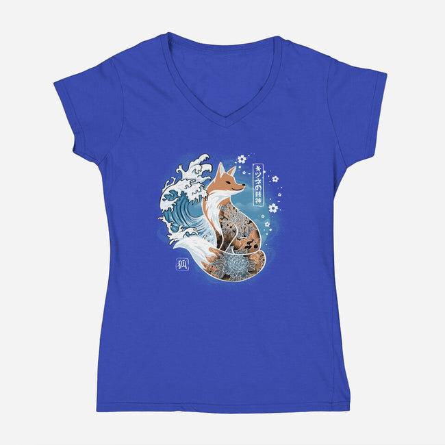 Japanese Fox-womens v-neck tee-IKILO