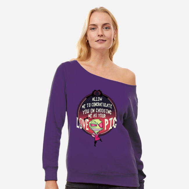 Love Pig-womens off shoulder sweatshirt-SeamusAran