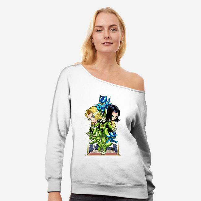 Dragonball Defense-womens off shoulder sweatshirt-Owlcreation