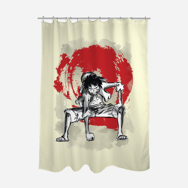Sumi-e Gear-none polyester shower curtain-fanfreak1