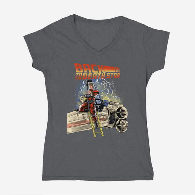 Back To The Death Star-womens v-neck tee-zascanauta