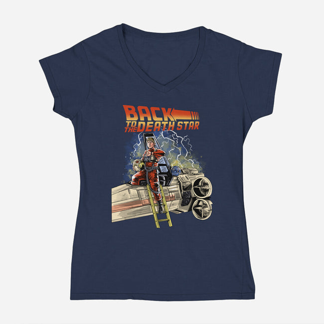 Back To The Death Star-womens v-neck tee-zascanauta