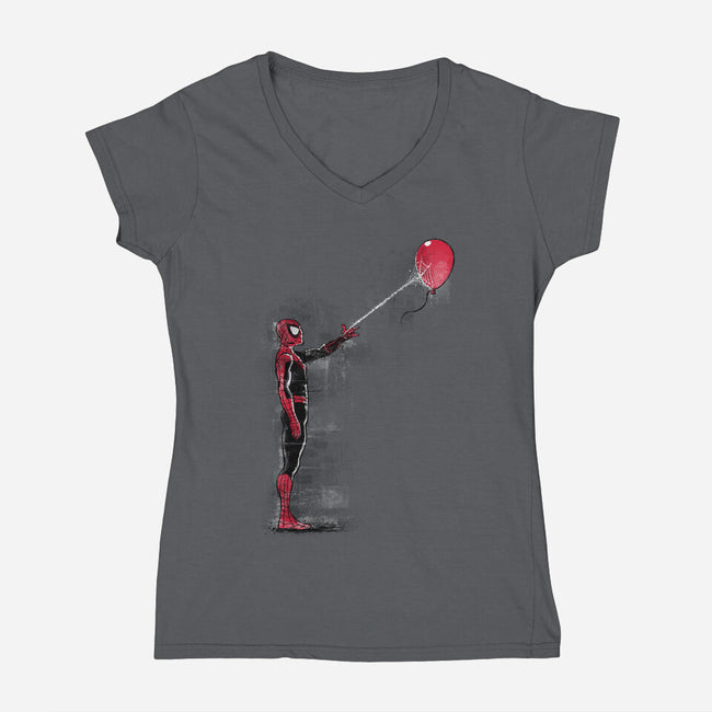 Spider With Balloon-womens v-neck tee-zascanauta
