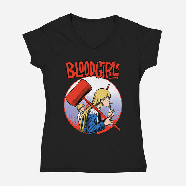 Blood Girl-womens v-neck tee-joerawks