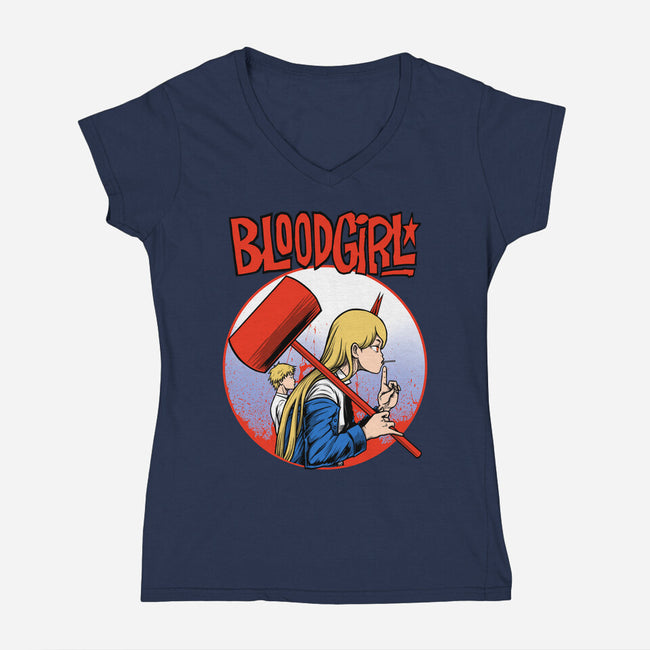 Blood Girl-womens v-neck tee-joerawks