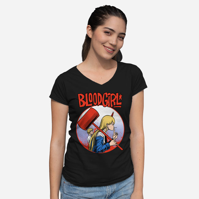 Blood Girl-womens v-neck tee-joerawks