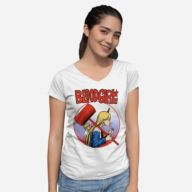 Blood Girl-womens v-neck tee-joerawks