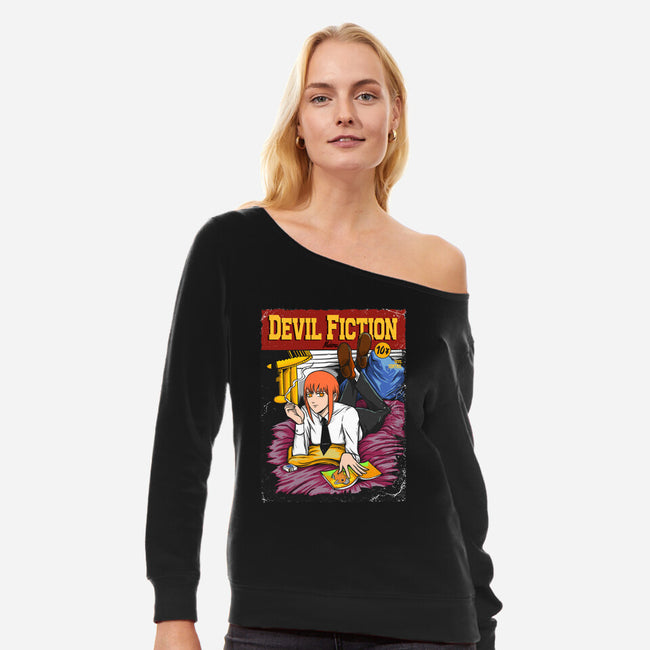 Devil Fiction-womens off shoulder sweatshirt-joerawks