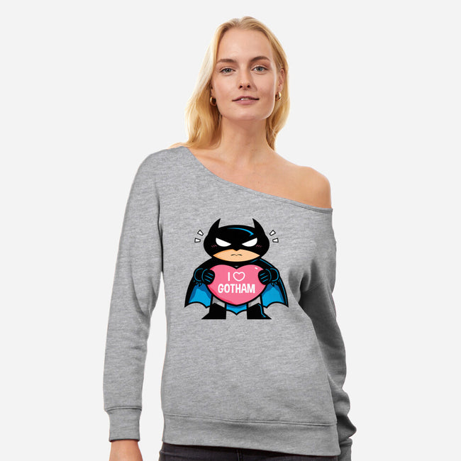 I Heart Gotham-womens off shoulder sweatshirt-krisren28