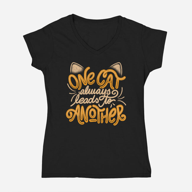 One Cat Always Leads To Another-womens v-neck tee-eduely