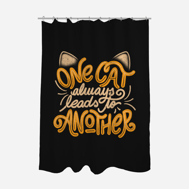 One Cat Always Leads To Another-none polyester shower curtain-eduely