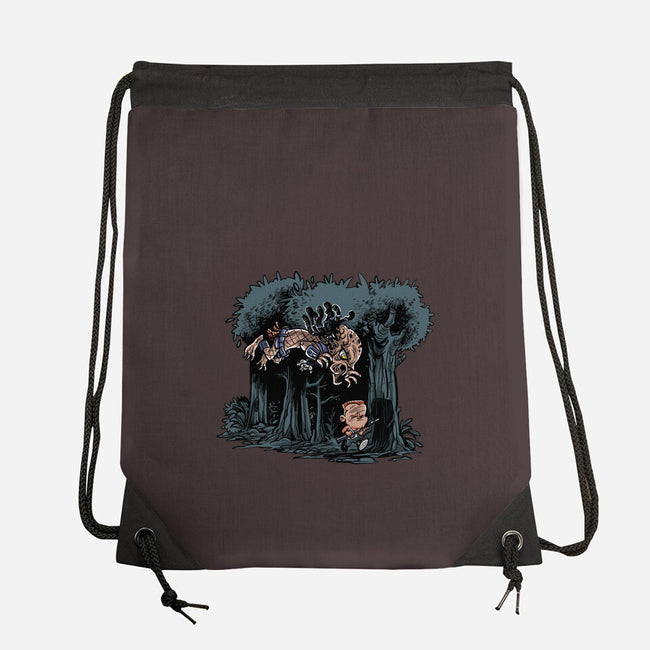 Arnie And Predator-none drawstring bag-zascanauta