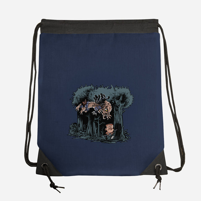 Arnie And Predator-none drawstring bag-zascanauta