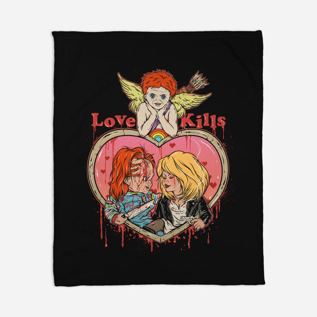 Love Kills-none fleece blanket-Green Devil