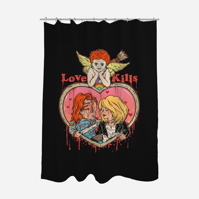 Love Kills-none polyester shower curtain-Green Devil