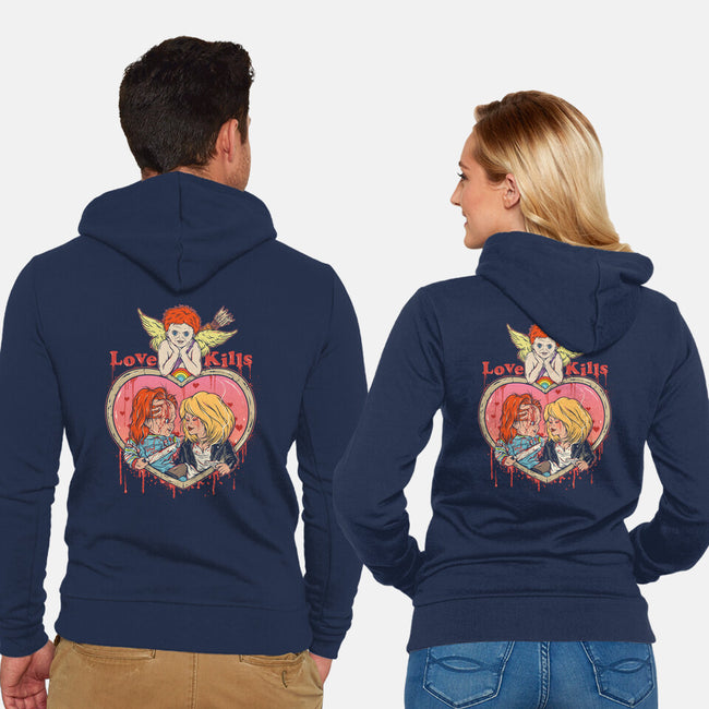 Love Kills-unisex zip-up sweatshirt-Green Devil