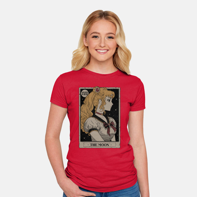 The Moon Tarot-womens fitted tee-Hafaell