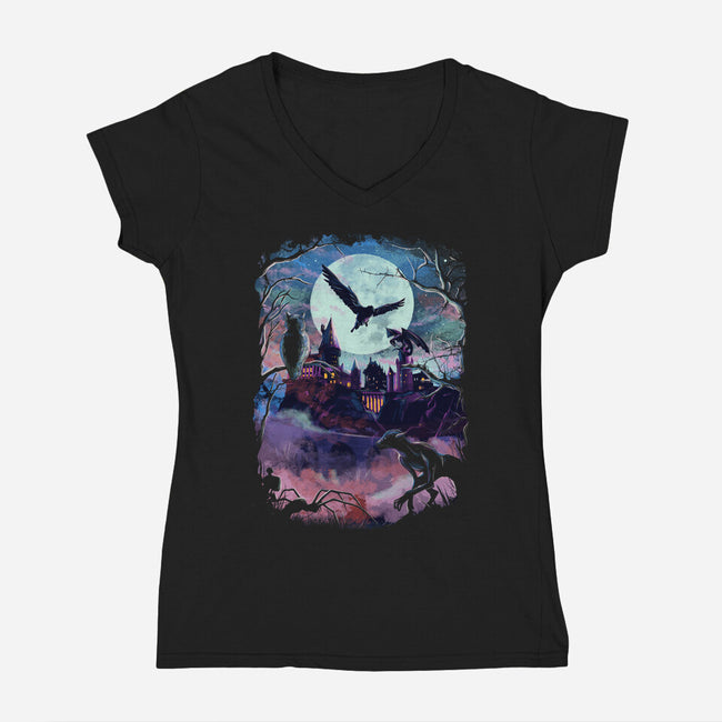 Magic World-womens v-neck tee-fanfabio