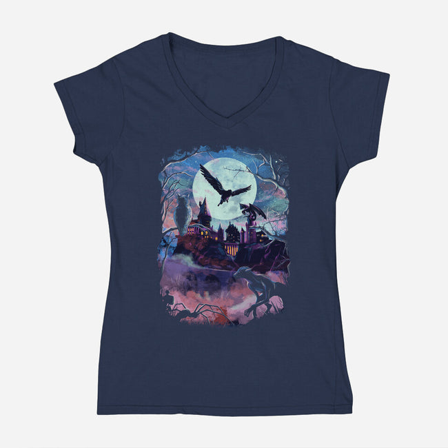 Magic World-womens v-neck tee-fanfabio