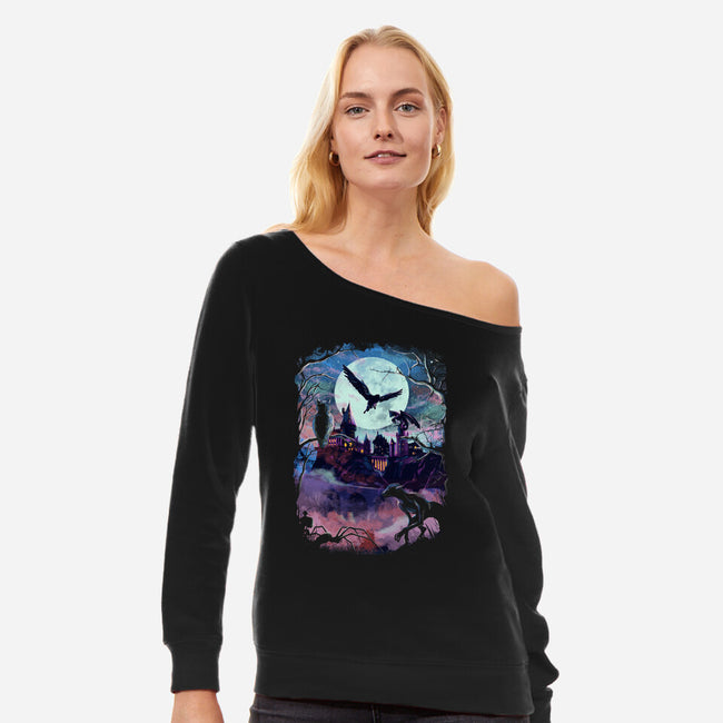 Magic World-womens off shoulder sweatshirt-fanfabio