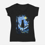 Cat Starry Night-womens v-neck tee-fanfabio