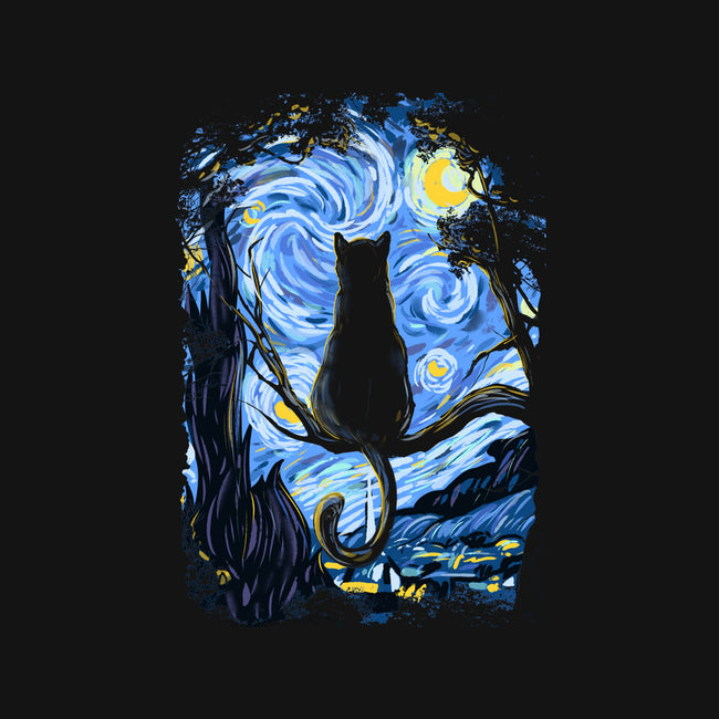Cat Starry Night-womens basic tee-fanfabio