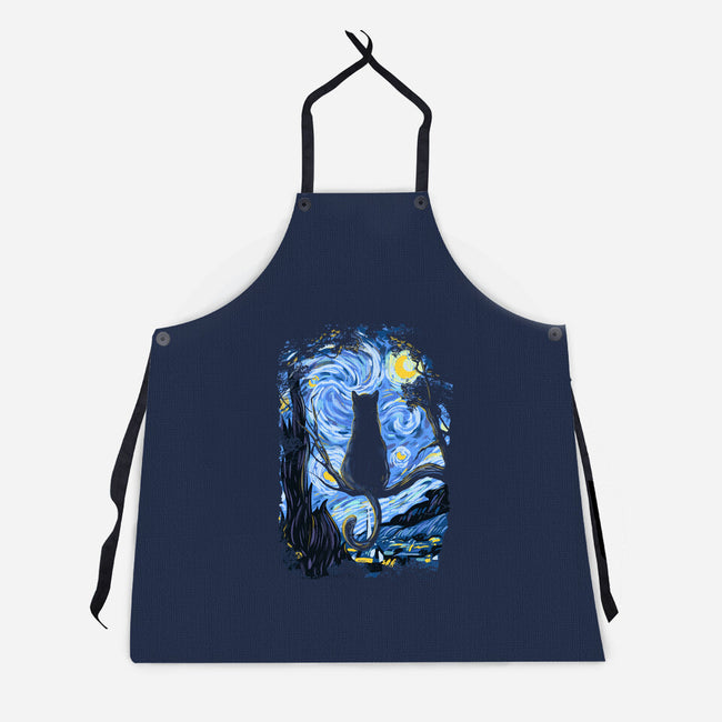 Cat Starry Night-unisex kitchen apron-fanfabio