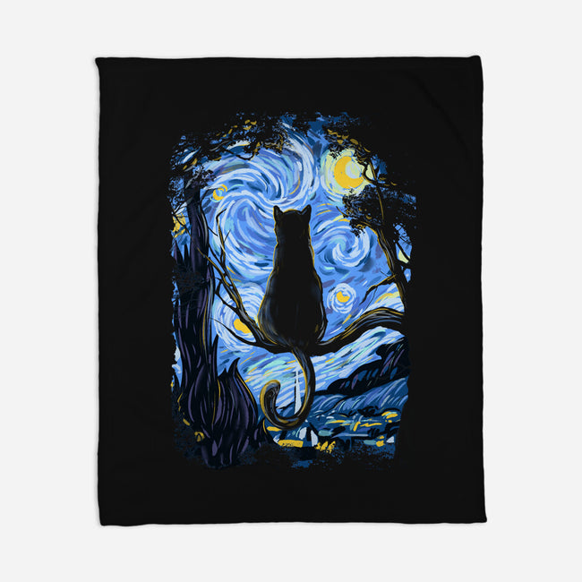 Cat Starry Night-none fleece blanket-fanfabio
