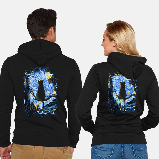 Cat Starry Night-unisex zip-up sweatshirt-fanfabio