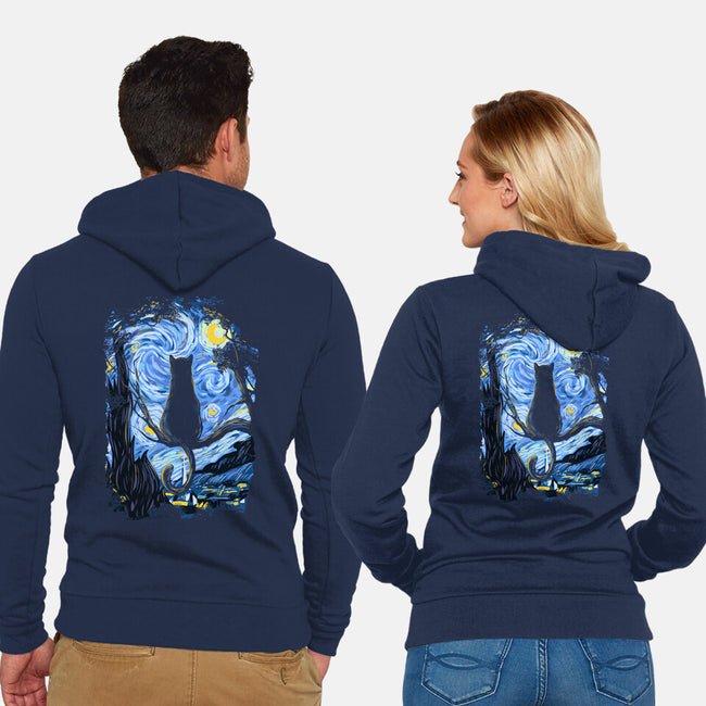 Cat Starry Night-unisex zip-up sweatshirt-fanfabio