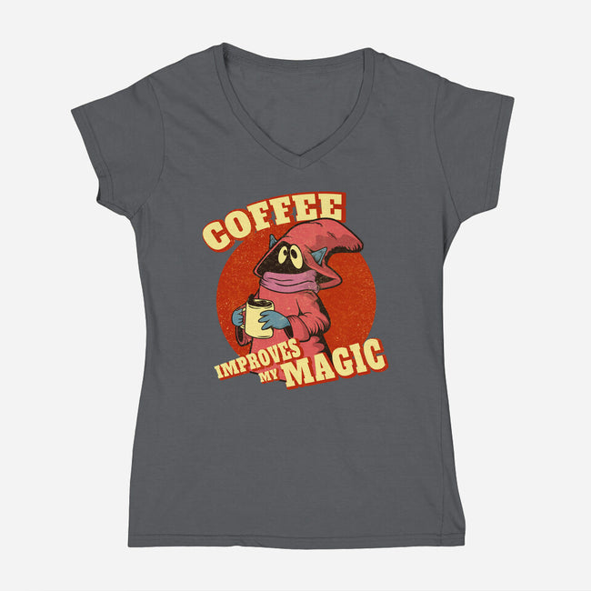 Coffee Improves My Magic-womens v-neck tee-leepianti