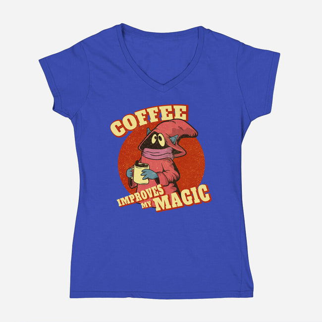 Coffee Improves My Magic-womens v-neck tee-leepianti