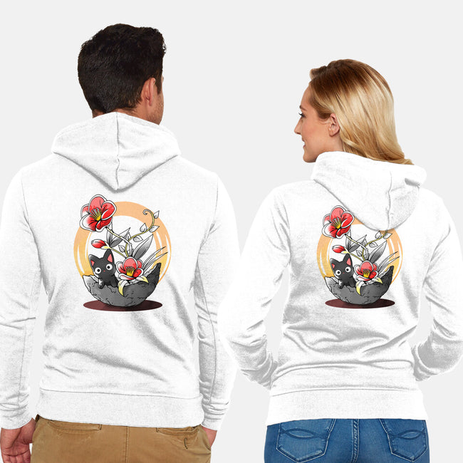 Ikebana Cat-unisex zip-up sweatshirt-Vallina84