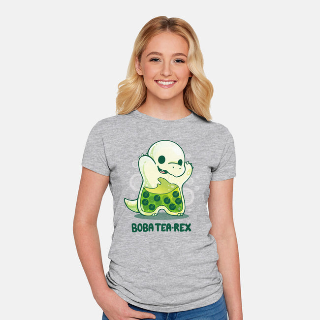 Boba Tea Rex-womens fitted tee-Vallina84