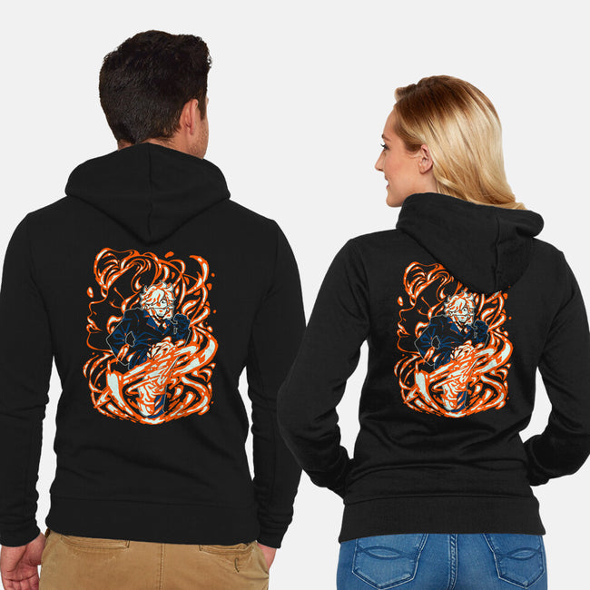 Drawn By The Flames-unisex zip-up sweatshirt-1Wing