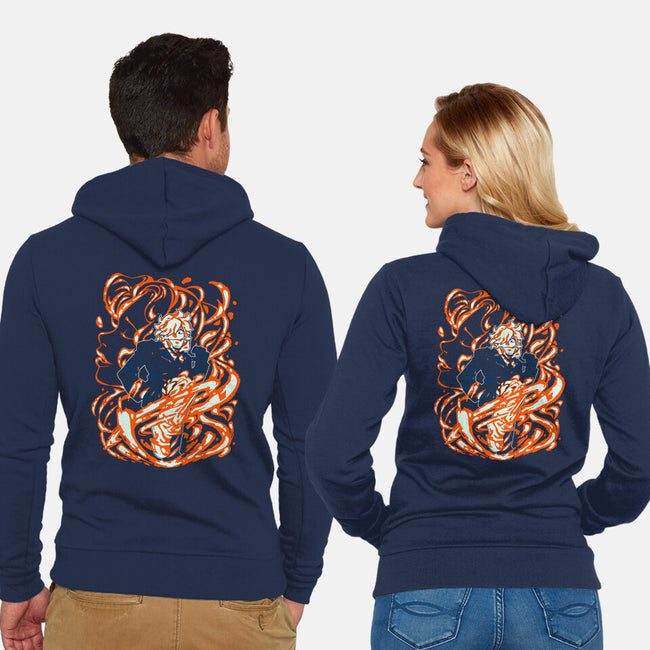 Drawn By The Flames-unisex zip-up sweatshirt-1Wing