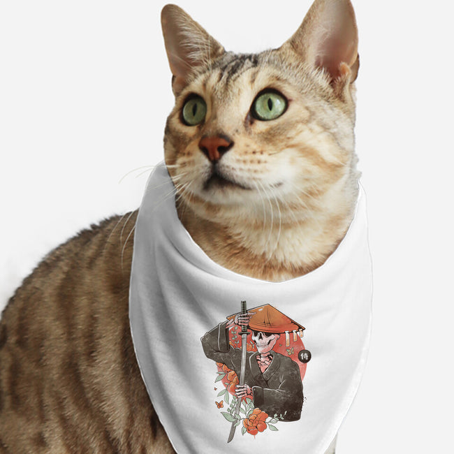 Way Of The Samurai Skull-cat bandana pet collar-eduely
