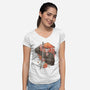 Way Of The Samurai Skull-womens v-neck tee-eduely