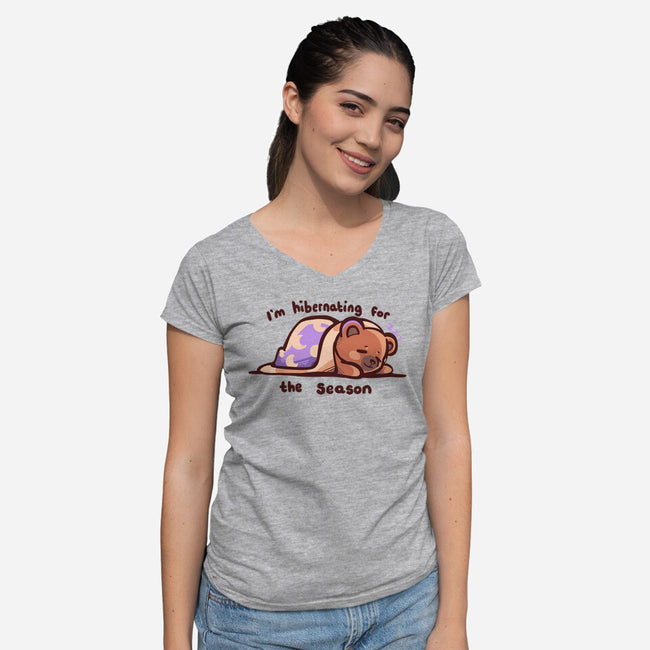 Hibernating For The Season-womens v-neck tee-TechraNova
