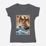 Fire Pteranodon In Japan-womens v-neck tee-DrMonekers