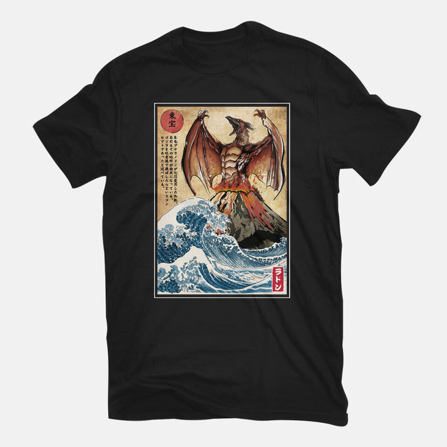 Fire Pteranodon In Japan-womens fitted tee-DrMonekers
