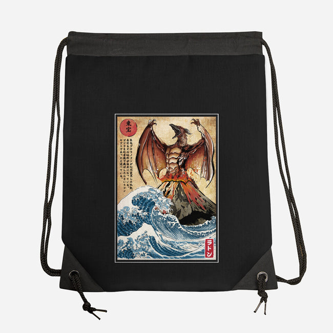 Fire Pteranodon In Japan-none drawstring bag-DrMonekers
