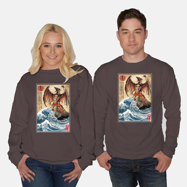 Fire Pteranodon In Japan-unisex crew neck sweatshirt-DrMonekers