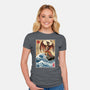Fire Pteranodon In Japan-womens fitted tee-DrMonekers